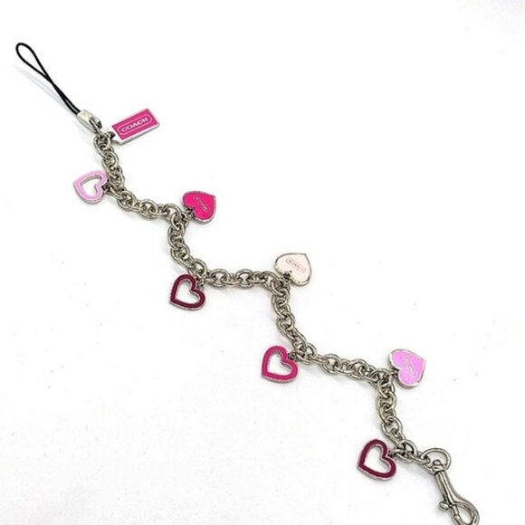 COACH Multi Heart Purse Handbag Bracelet Lanyard Keychain Fob Purse Charm - Picture 2 of 5
